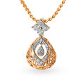 Teardrop And Floral Motif Diamond Pendant 