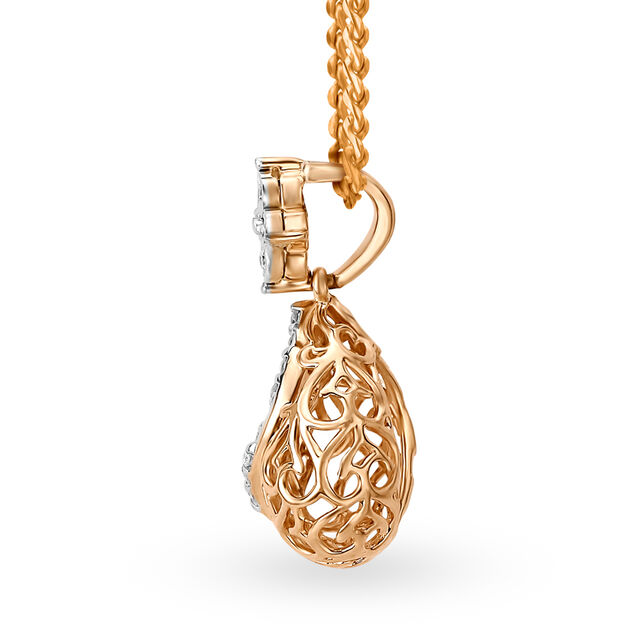 Teardrop And Floral Motif Diamond Pendant 2