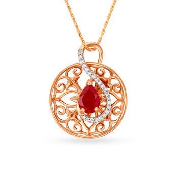 Ethnic Ruby and Diamond Cocktail Look Pendant