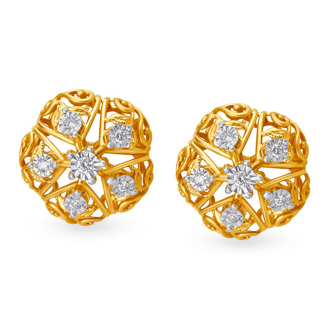 Contemporary Elaborate Diamond Stud Earrings 