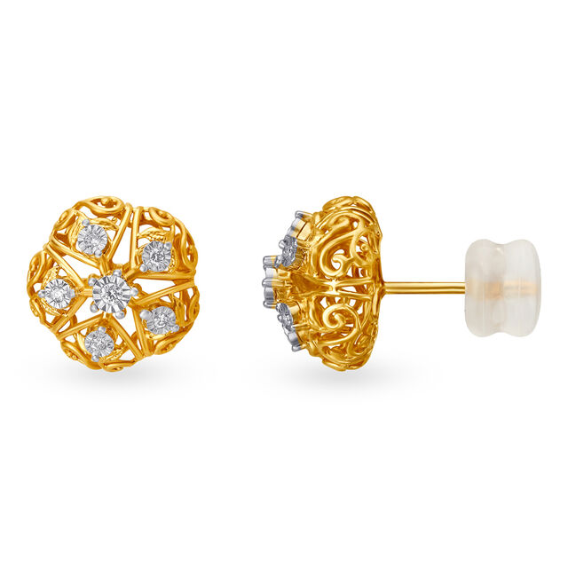 Contemporary Elaborate Diamond Stud Earrings 2