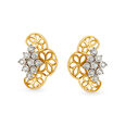 Artistic Diamond Stud Earrings in Yellow and White Gold 