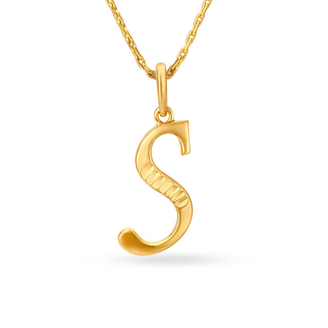 Calligraphy S Letter Gold Pendant,,hi-res 