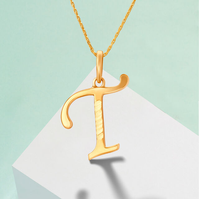 Buy Timeless Typographic Letter T Gold Pendant at Best Price