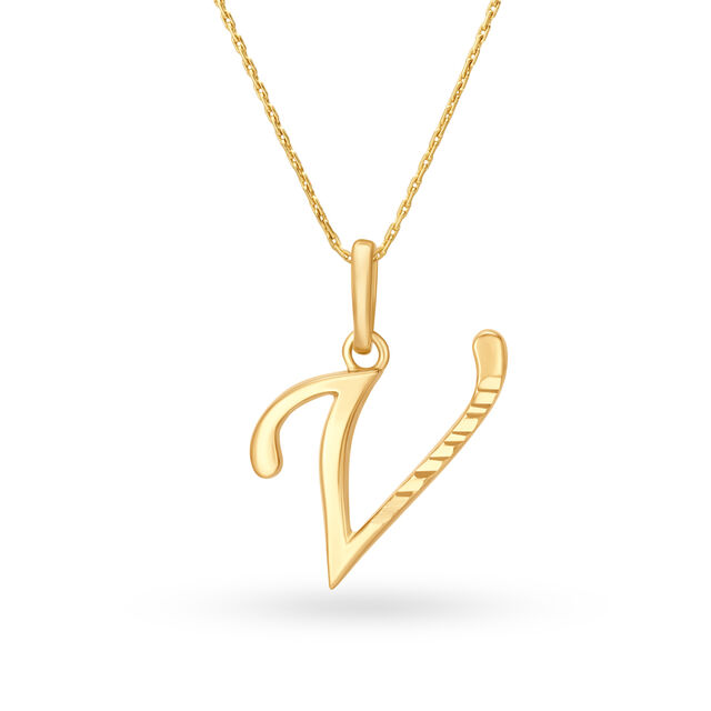 Stunning V Letter Gold Pendant,,hi-res 2