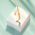 Artistic Typographic Letter J Gold Pendant 