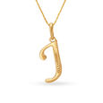 Artistic Typographic Letter J Gold Pendant 2