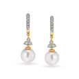 Elegant Floral Diamond and Pearls Drop Earrings 