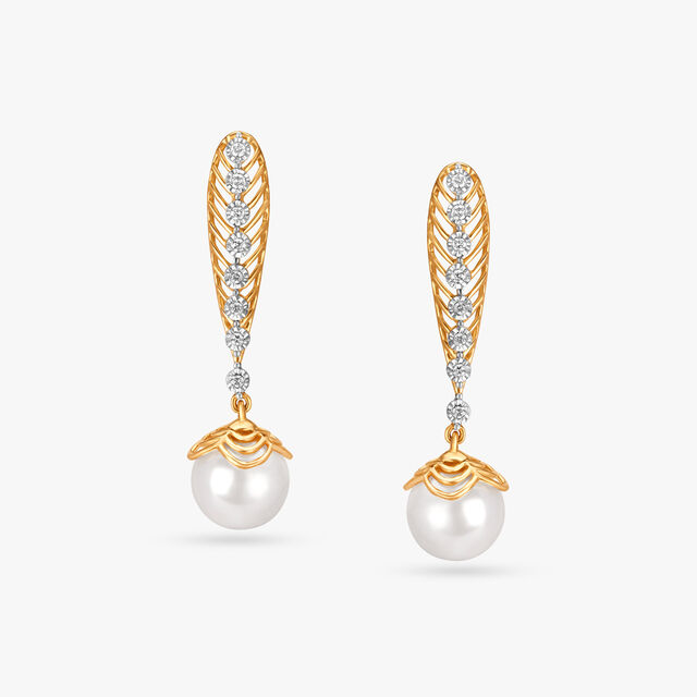 Glamorous Diamond and Gold Drop Earrings with rock crystal 