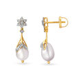 Enchanting Floral Diamond Drop Earrings in Yellow and White Gold 2