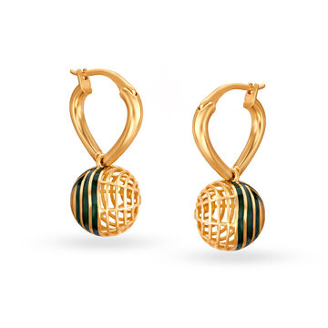 Geometric Gold Fancy Mesh Hoop Earrings