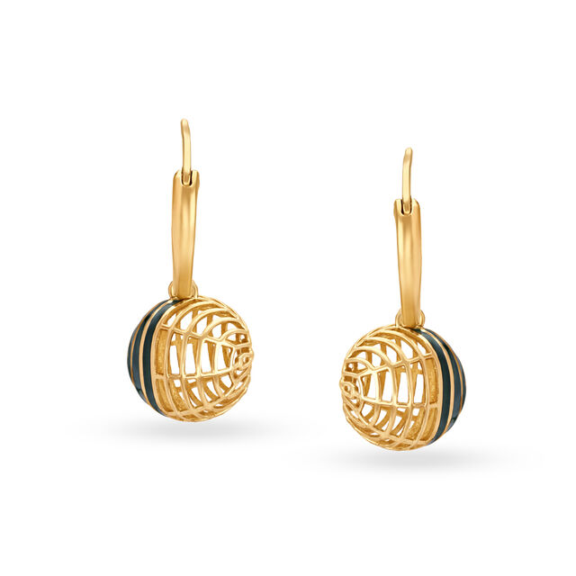 Geometric Gold Fancy Mesh Hoop Earrings 2