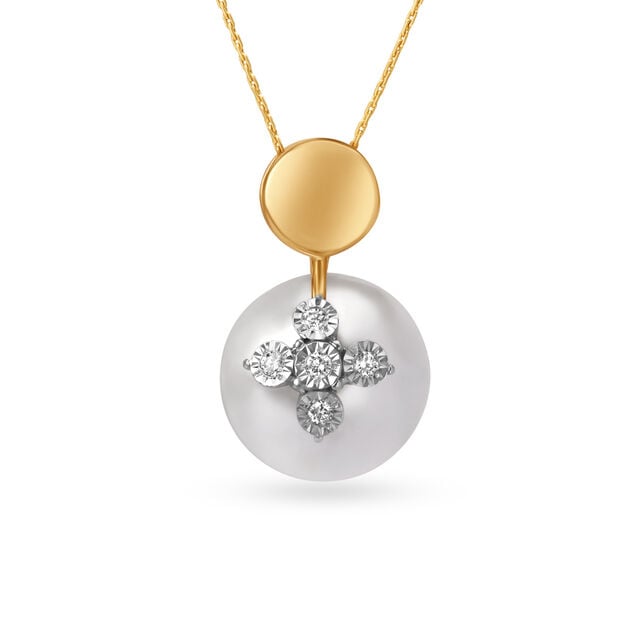 Alluring Floral Diamond Pendant in Yellow and White Gold 