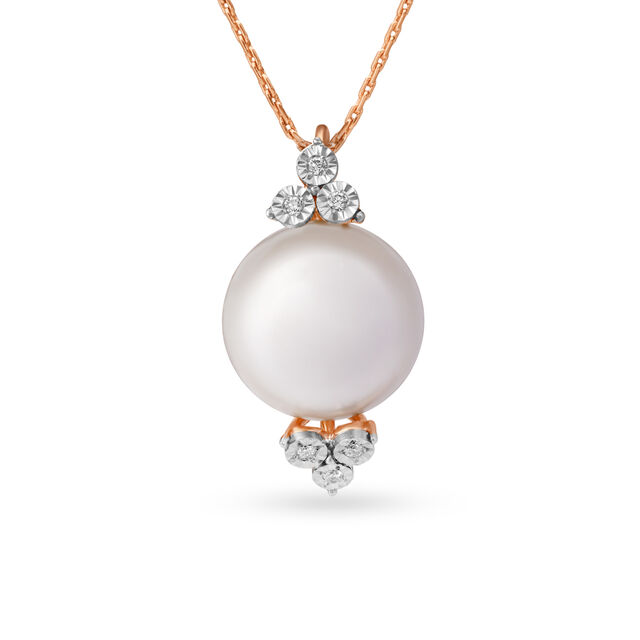 Gleaming Floral Diamond Pendant in White and Rose Gold 