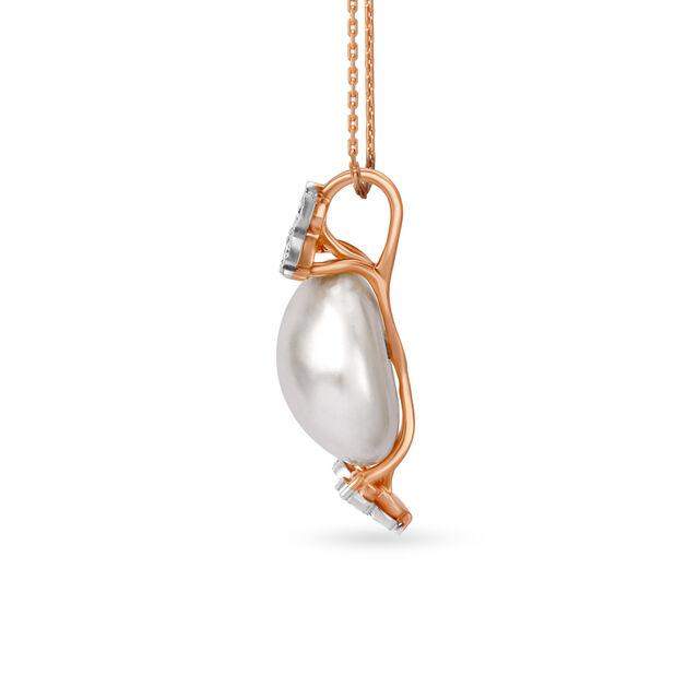 Gleaming Floral Diamond Pendant in White and Rose Gold 2