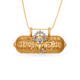 Divine 18 Karat Yellow Gold And Diamond Studded Ganesha Motif Mangalsutra Pendant,,hi-res 