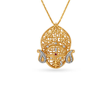 Majestic Goddess Gold and Diamond Pendant with ruby