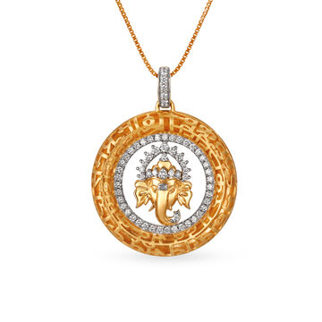 Auspicious 18 Karat Yellow Gold And Diamond Ganesha Pendant