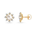 Brilliant Floral Diamond Stud Earrings in White and Yellow Gold 2