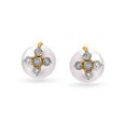 Luminous Flowerbud Diamond Stud Earrings with Pearls 