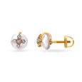 Luminous Flowerbud Diamond Stud Earrings with Pearls 2