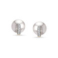 Graceful Button Shaped Diamond Stud Earrings with Rock Crystal 