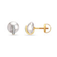 Graceful Button Shaped Diamond Stud Earrings with Rock Crystal 2