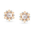 Glam Elegant Diamond Stud Earrings in White and Yellow Gold 