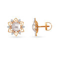 Glam Elegant Diamond Stud Earrings in White and Yellow Gold 2