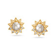 Elegant Floral Diamond Stud Earrings with Rock Crystal 