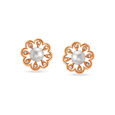 Floral Diamond Stud Earrings With Rock Crystal 
