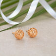 Round Gold Jali Work Stud Earrings 