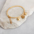Floral Bead Gold Mesh Bangle,,hi-res 