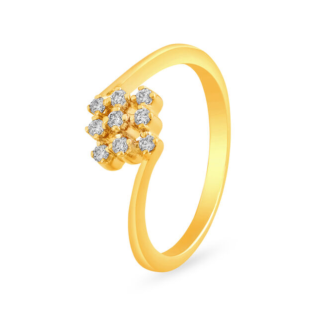 Kingly 18 Karat Yellow Gold And Diamond Square Finger Ring 