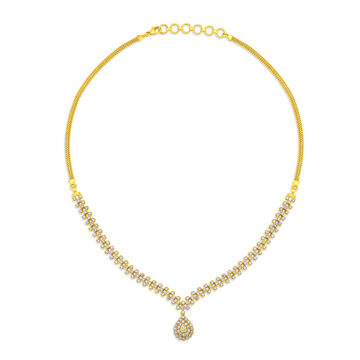 Glittering Yellow Gold And Diamond Teardrop Necklace