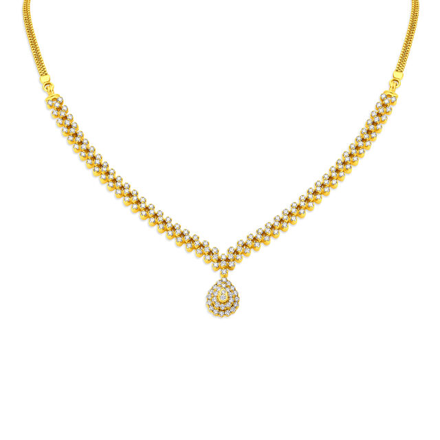 Glittering Yellow Gold And Diamond Teardrop Necklace,,hi-res 2