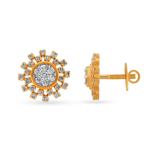 18 Karat Gold and Diamond Stud Earrings 2