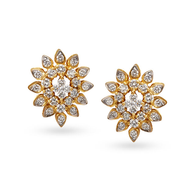 Pear Shape Fancy Diamond Stud Earrings 
