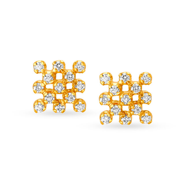 Dainty Diamond and Gold Nakshatra Stud Earrings,,hi-res 