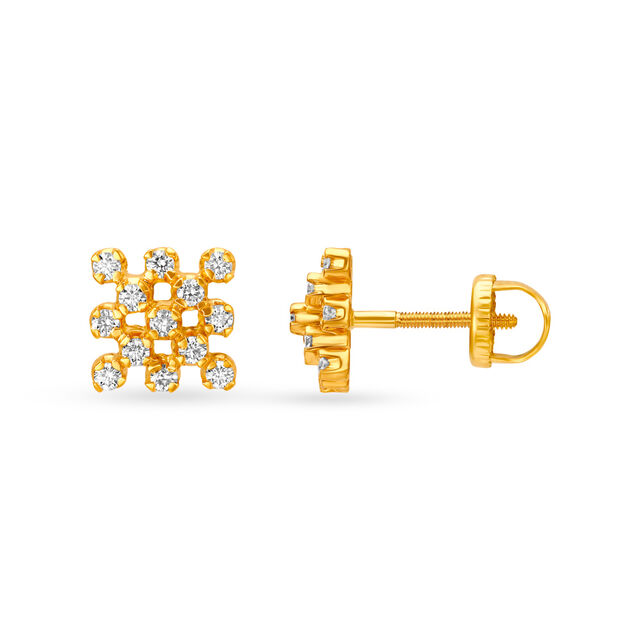 Dainty Diamond and Gold Nakshatra Stud Earrings,,hi-res 2