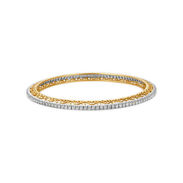 Intricate Gold and Diamond Bangle,,hi-res 2