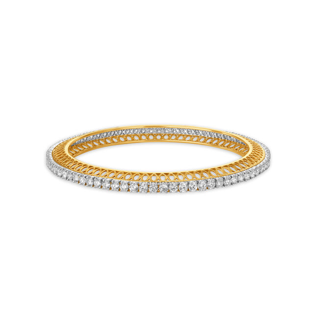 Carved Design Monorail Diamond Bangle,,hi-res 