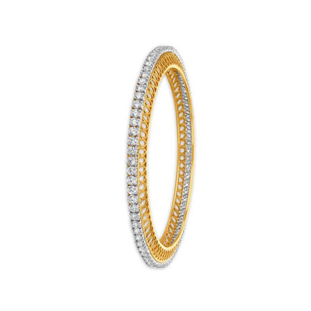 Carved Design Monorail Diamond Bangle,,hi-res 2
