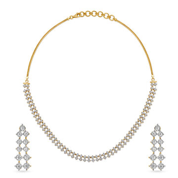 Timeless Diamond Necklace Set in Yellow and White Gold