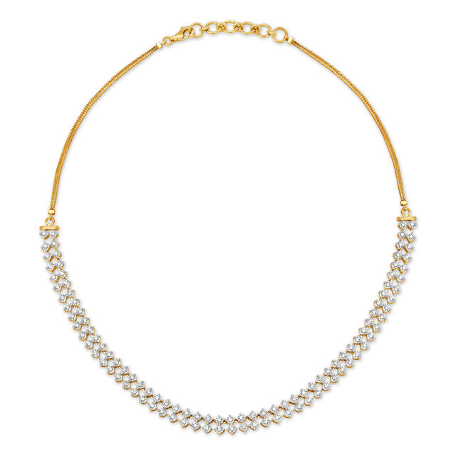 Classical Yellow and White Gold Diamond Studded Necklace,,hi-res 
