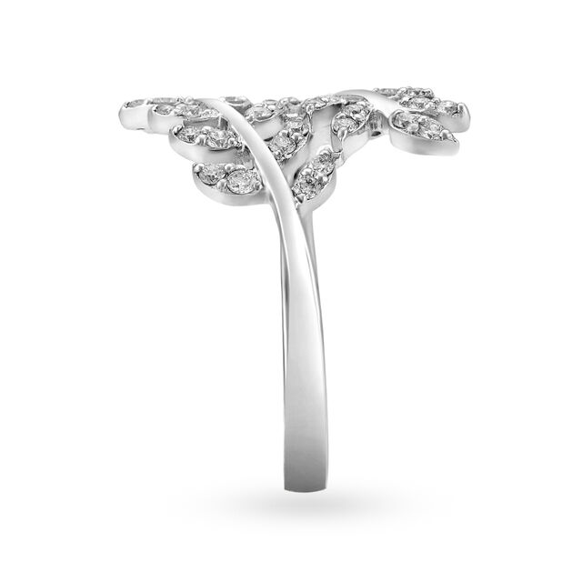 Flourishing 18 Karat White Gold And Diamond Leaf Ring,,hi-res 3