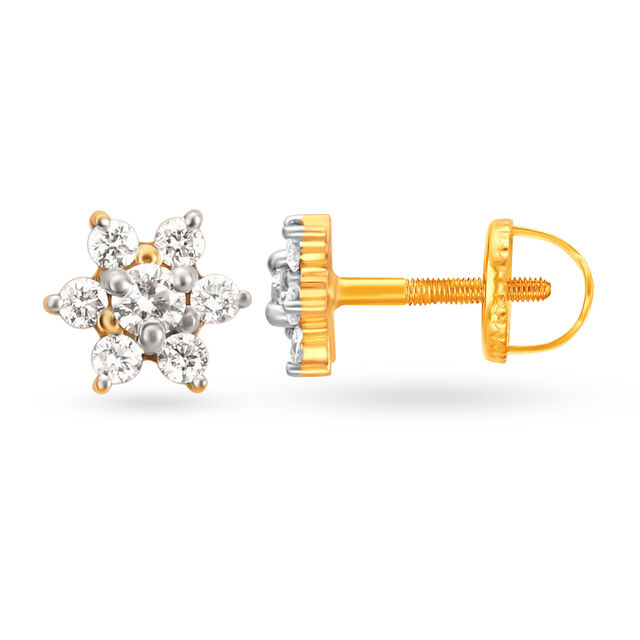 Sublime Floral Gold and Diamond Stud Earrings,,hi-res 2