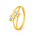 Romantic 18 Karat Yellow Gold And Diamond Dual Hearts Ring,,hi-res 