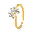 Striking Floral Gold and Diamond Finger Ring,,hi-res 
