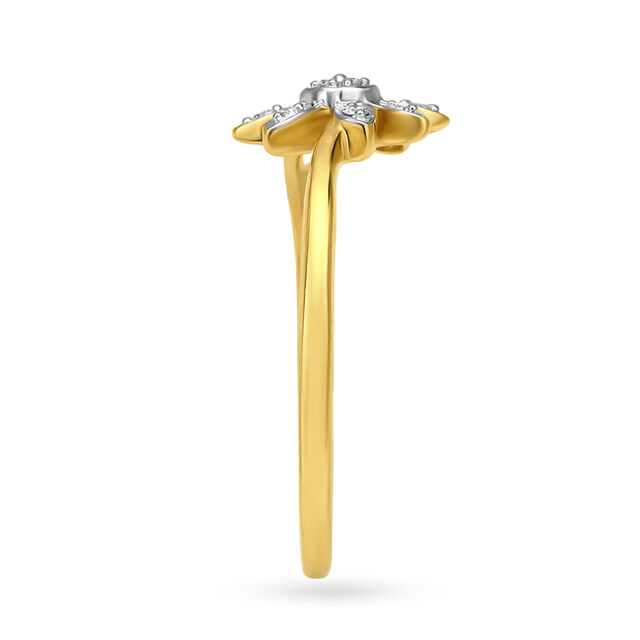 Striking Floral Gold and Diamond Finger Ring,,hi-res 3